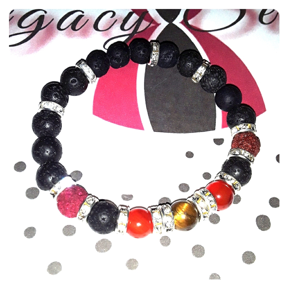 ☆Tigereye & Red Agate☆ Natural stone bracelet